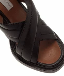 Coupon ⌛ Stella McCartney Brown Faux Leather Veneer CrissCross Slides Size 39 For 👩 Women ✔️ -Stella McCartney Shop luxury women stella mccartney new shoes p2525 009