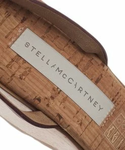 Best Sale 😉 Stella McCartney Bordeaux Faux Leather Buckle Ankle Strap Wedges Size 38 For 👩 Women 🎁 -Stella McCartney Shop luxury women stella mccartney new shoes p2526 010