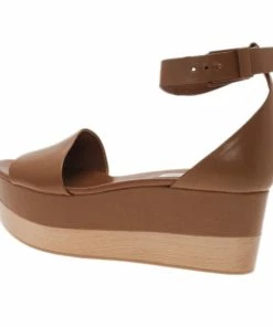 Coupon ✨ Stella McCartney Brown Faux Leather Lindsey Ankle Strap Wedge 🩴 Sandals Size 41 For 👩 Women ✔️ -Stella McCartney Shop luxury women stella mccartney new shoes p2566 003