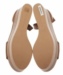 Coupon ✨ Stella McCartney Brown Faux Leather Lindsey Ankle Strap Wedge 🩴 Sandals Size 41 For 👩 Women ✔️ -Stella McCartney Shop luxury women stella mccartney new shoes p2566 006