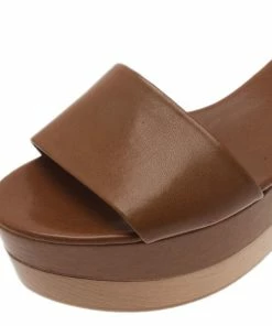 Coupon ✨ Stella McCartney Brown Faux Leather Lindsey Ankle Strap Wedge 🩴 Sandals Size 41 For 👩 Women ✔️ -Stella McCartney Shop luxury women stella mccartney new shoes p2566 007