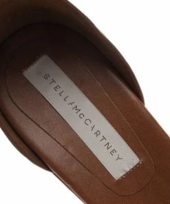 Coupon ✨ Stella McCartney Brown Faux Leather Lindsey Ankle Strap Wedge 🩴 Sandals Size 41 For 👩 Women ✔️ -Stella McCartney Shop luxury women stella mccartney new shoes p2566 008