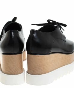 Promo ❤️ Stella McCartney Black Faux Leather Elyse Platform Derby Size 38 For 👩 Women 😉 -Stella McCartney Shop luxury women stella mccartney new shoes p261603 003