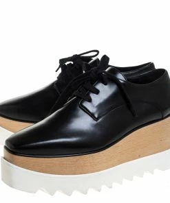 Promo ❤️ Stella McCartney Black Faux Leather Elyse Platform Derby Size 38 For 👩 Women 😉 -Stella McCartney Shop luxury women stella mccartney new shoes p261603 008