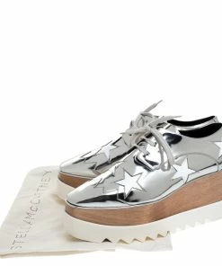 Flash Sale 🎁 Stella McCartney Metallic Silver Faux Leather Elyse Star Platform Derby Size 41 For 👩 Women 😀 -Stella McCartney Shop luxury women stella mccartney new shoes p281231 1585135851 001