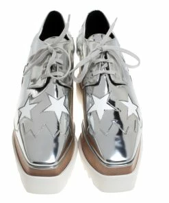 Flash Sale 🎁 Stella McCartney Metallic Silver Faux Leather Elyse Star Platform Derby Size 41 For 👩 Women 😀 -Stella McCartney Shop luxury women stella mccartney new shoes p281231 1585135861 006