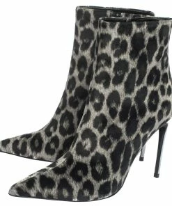 Deals 🥰 Stella McCartney Black Leopard Print Velvet Pointed Toe Ankle Booties Size 37 For 👩 Women 🔔 -Stella McCartney Shop luxury women stella mccartney new shoes p299914 008