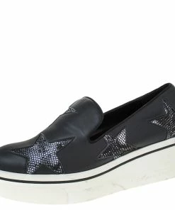 Coupon 💯 Stella McCartney Black Faux Leather Star Platform Slip On 👟 Sneakers Size 38 For 👩 Women 😉