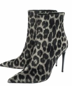 Best Sale 😉 Stella McCartney Black Leopard Print Velvet Pointed Toe Ankle Booties Size 39 For 👩 Women 🥰 -Stella McCartney Shop luxury women stella mccartney new shoes p299958 002