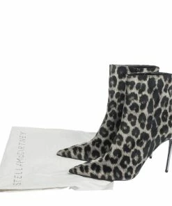 Best Sale 😉 Stella McCartney Black Leopard Print Velvet Pointed Toe Ankle Booties Size 39 For 👩 Women 🥰 -Stella McCartney Shop luxury women stella mccartney new shoes p299958 008