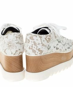 Best Sale ⌛ Stella McCartney White Lace Elyse Platform Lace Up 👟 Sneakers Size 38.5 For 👩 Women 👍 -Stella McCartney Shop luxury women stella mccartney new shoes p301300 003