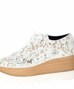 Best Sale ⌛ Stella McCartney White Lace Elyse Platform Lace Up 👟 Sneakers Size 38.5 For 👩 Women 👍 -Stella McCartney Shop luxury women stella mccartney new shoes p301300 006