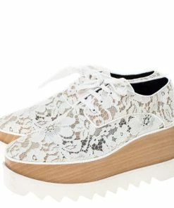 Best Sale ⌛ Stella McCartney White Lace Elyse Platform Lace Up 👟 Sneakers Size 38.5 For 👩 Women 👍 -Stella McCartney Shop luxury women stella mccartney new shoes p301300 008