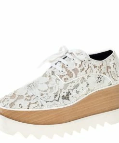 Best deal ⭐ Stella McCartney White Lace Elyse Platform Lace Up 👟 Sneakers Size 36.5 For 👩 Women 🛒