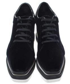 Hot Sale 😉 Stella McCartney Black Velet Elyse Platform Lace Up 👟 Sneakers Size 39.5 For 👩 Women 😀 -Stella McCartney Shop luxury women stella mccartney new shoes p301331 002 scaled