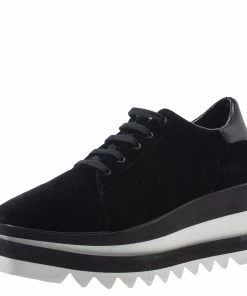 Hot Sale 😉 Stella McCartney Black Velet Elyse Platform Lace Up 👟 Sneakers Size 39.5 For 👩 Women 😀