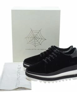 Hot Sale 😉 Stella McCartney Black Velet Elyse Platform Lace Up 👟 Sneakers Size 39.5 For 👩 Women 😀 -Stella McCartney Shop luxury women stella mccartney new shoes p301331 008 scaled