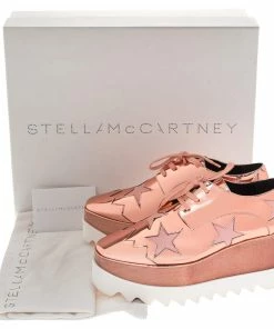 Budget ✔️ Stella McCartney Metallic Bronze Faux Leather Elyse Platform Lace Up 👟 Sneakers Size 37 For 👩 Women 🤩 -Stella McCartney Shop luxury women stella mccartney new shoes p302533 009