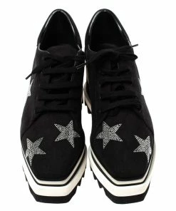Top 10 ⌛ Stella McCartney Black Faux Suede Elyse Platform Lace Up 👟 Sneakers Size 36 For 👩 Women 🛒 -Stella McCartney Shop luxury women stella mccartney new shoes p312600 004