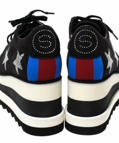 Top 10 ⌛ Stella McCartney Black Faux Suede Elyse Platform Lace Up 👟 Sneakers Size 36 For 👩 Women 🛒 -Stella McCartney Shop luxury women stella mccartney new shoes p312600 005
