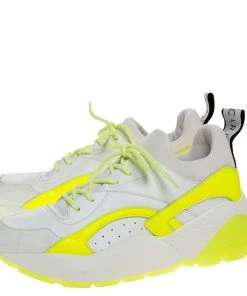 Cheapest 💯 Stella McCartney White/Neon Green Faux Leather/Fabric Eclypse Lace 👟 Sneakers Size 41 For 👩 Women 😀 -Stella McCartney Shop luxury women stella mccartney new shoes p314408 010