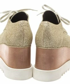 Buy 😉 Stella McCartney Metallic Gold Glitter Elyse Platform Derby 👟 Sneakers Size 40 For 👩 Women ✔️ -Stella McCartney Shop luxury women stella mccartney new shoes p326846 005