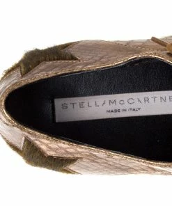 Coupon 🎁 Stella Mccartney Metallic Bronze Embossed Faux Leather Elyse Platform Lace Up 👟 Sneakers Size 41 For 👩 Women 👍 -Stella McCartney Shop luxury women stella mccartney new shoes p328320 004