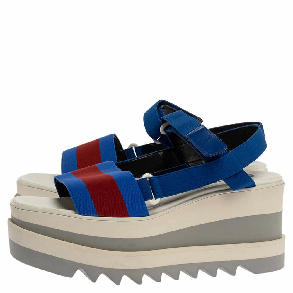 Cheap ๐ Stella McCartney Blue Canvas Striped Platform Ankle Strap ๐ฉด Sandals Size 40 For ๐ฉ Women ๐ 6 Cheap ๐ Stella McCartney Blue Canvas Striped Platform Ankle Strap ๐ฉด Sandals Size 40 For ๐ฉ Women ๐ - Image 4