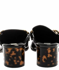 Hot Sale ✔️ Stella McCartney Black Faux Patent Leather Chain Detail Block Heel Mules Size 36.5 For 👩 Women ⭐ -Stella McCartney Shop luxury women stella mccartney new shoes p334011 005