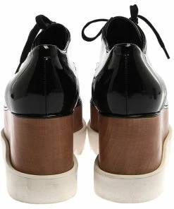 Deals ✔️ Stella McCartney Black Faux Patent Leather Elyse Platform Derby 👟 Sneakers Size 41 For 👩 Women 👏 -Stella McCartney Shop luxury women stella mccartney new shoes p355676 005