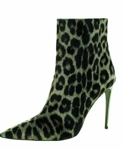 Top 10 ✔️ Stella McCartney Green/Black Animal Print Velvet Pointed Toe Ankle Booties Size 41 For 👩 Women 🎉