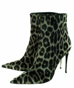 Top 10 ✔️ Stella McCartney Green/Black Animal Print Velvet Pointed Toe Ankle Booties Size 41 For 👩 Women 🎉 -Stella McCartney Shop luxury women stella mccartney new shoes p368336 007