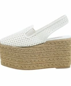 Deals 👏 Stella McCartney White Faux Leather Wedge Espadrilles Size 38 For 👩 Women 😍 -Stella McCartney Shop luxury women stella mccartney new shoes p39823 002