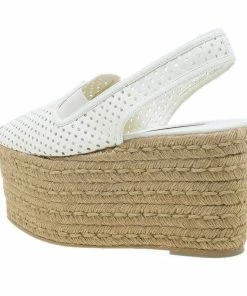 Deals 👏 Stella McCartney White Faux Leather Wedge Espadrilles Size 38 For 👩 Women 😍 -Stella McCartney Shop luxury women stella mccartney new shoes p39823 003
