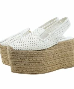 Deals 👏 Stella McCartney White Faux Leather Wedge Espadrilles Size 38 For 👩 Women 😍 -Stella McCartney Shop luxury women stella mccartney new shoes p39823 004