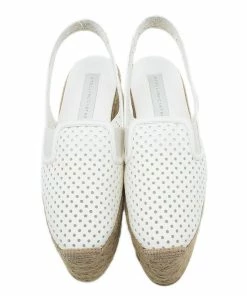 Deals 👏 Stella McCartney White Faux Leather Wedge Espadrilles Size 38 For 👩 Women 😍 -Stella McCartney Shop luxury women stella mccartney new shoes p39823 006