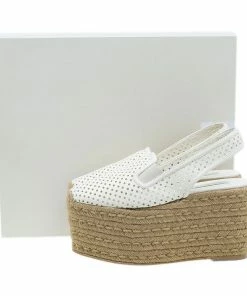 Deals 👏 Stella McCartney White Faux Leather Wedge Espadrilles Size 38 For 👩 Women 😍 -Stella McCartney Shop luxury women stella mccartney new shoes p39823 012