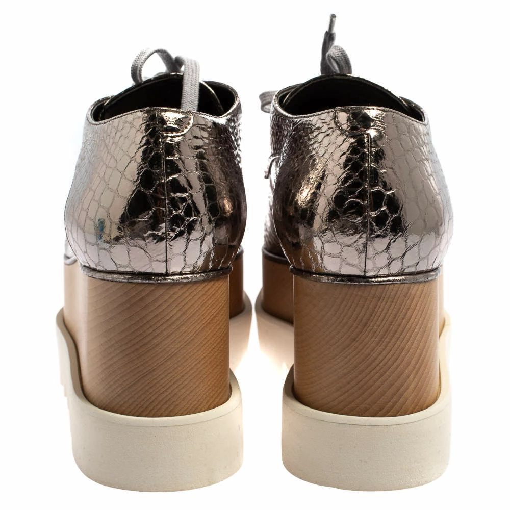 Top 10 👍 Stella McCartney Metallic Silver Snake Embossed Faux Leather Elyse Platform Derby 👟 Sneakers Size 39 For 👩 Women 😉 7 Top 10 👍 Stella McCartney Metallic Silver Snake Embossed Faux Leather Elyse Platform Derby 👟 Sneakers Size 39 For 👩 Women 😉 - Image 5
