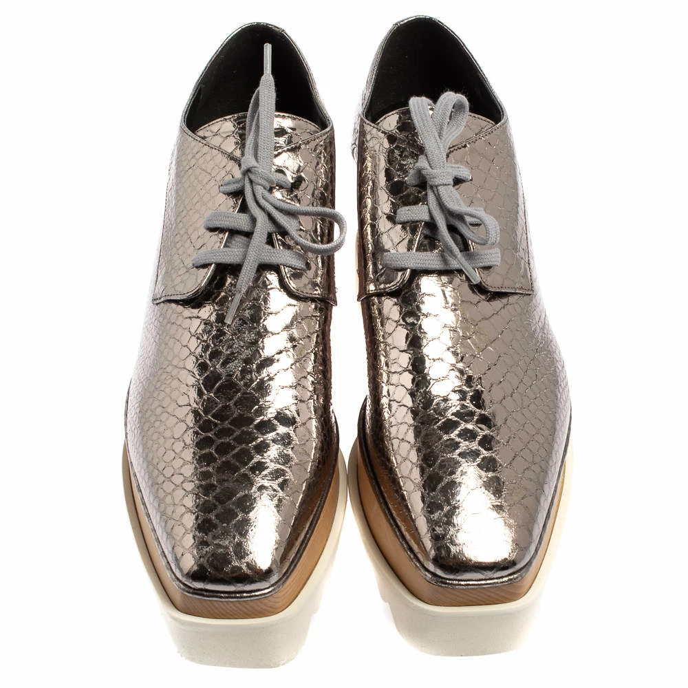 Top 10 👍 Stella McCartney Metallic Silver Snake Embossed Faux Leather Elyse Platform Derby 👟 Sneakers Size 39 For 👩 Women 😉 5 Top 10 👍 Stella McCartney Metallic Silver Snake Embossed Faux Leather Elyse Platform Derby 👟 Sneakers Size 39 For 👩 Women 😉 - Image 3