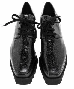 Best Pirce 👍 Stella McCartney Black Glitter Elyse Platform Derby 👟 Sneakers Size 38 For 👩 Women 🔔 -Stella McCartney Shop luxury women stella mccartney new shoes p479595 004