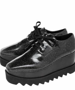 Best Pirce 👍 Stella McCartney Black Glitter Elyse Platform Derby 👟 Sneakers Size 38 For 👩 Women 🔔 -Stella McCartney Shop luxury women stella mccartney new shoes p479595 008