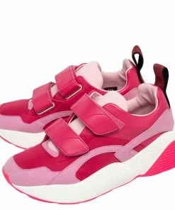 Flash Sale ⌛ Stella McCartney Pink Faux Leather And Fabric Eclypse Velcro Strap Low Top 👟 Sneakers Size 40 For 👩 Women 🎁 -Stella McCartney Shop luxury women stella mccartney new shoes p482428 007