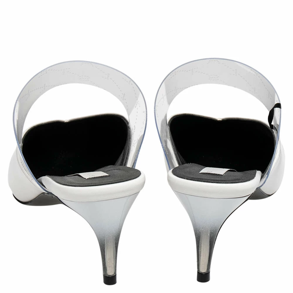 Promo 😍 Stella McCartney White Faux Leather And PVC Pointed Toe Mule 🩴 Sandals Size 39 For 👩 Women ⌛ 7 Promo 😍 Stella McCartney White Faux Leather And PVC Pointed Toe Mule 🩴 Sandals Size 39 For 👩 Women ⌛ - Image 5