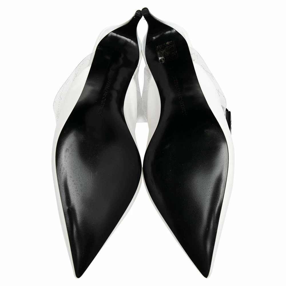 Promo 😍 Stella McCartney White Faux Leather And PVC Pointed Toe Mule 🩴 Sandals Size 39 For 👩 Women ⌛ 8 Promo 😍 Stella McCartney White Faux Leather And PVC Pointed Toe Mule 🩴 Sandals Size 39 For 👩 Women ⌛ - Image 6