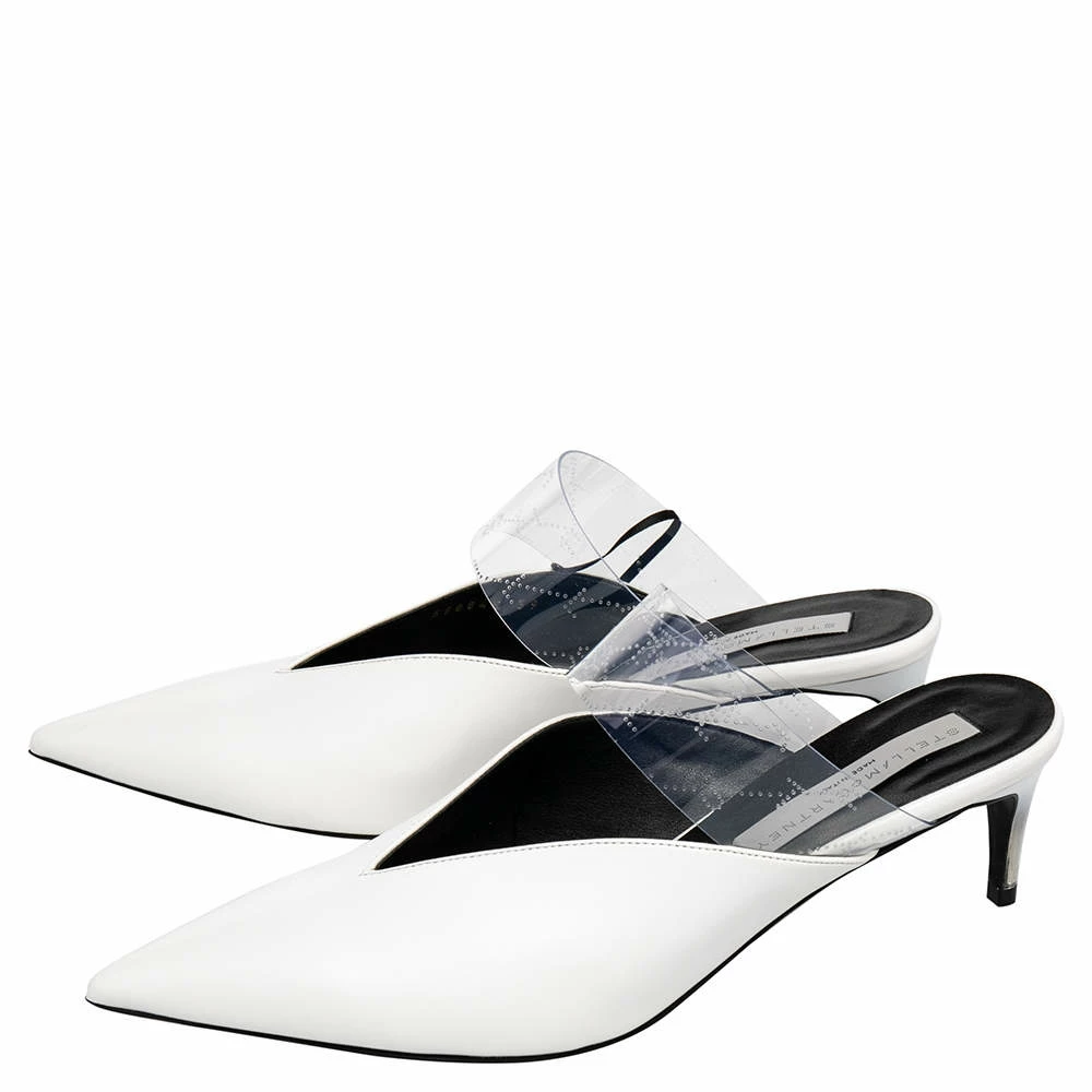 Promo 😍 Stella McCartney White Faux Leather And PVC Pointed Toe Mule 🩴 Sandals Size 39 For 👩 Women ⌛ 6 Promo 😍 Stella McCartney White Faux Leather And PVC Pointed Toe Mule 🩴 Sandals Size 39 For 👩 Women ⌛ - Image 4