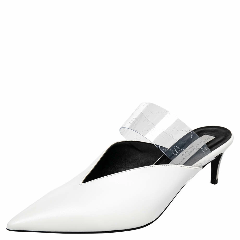 Promo 😍 Stella McCartney White Faux Leather And PVC Pointed Toe Mule 🩴 Sandals Size 39 For 👩 Women ⌛ 3 Promo 😍 Stella McCartney White Faux Leather And PVC Pointed Toe Mule 🩴 Sandals Size 39 For 👩 Women ⌛