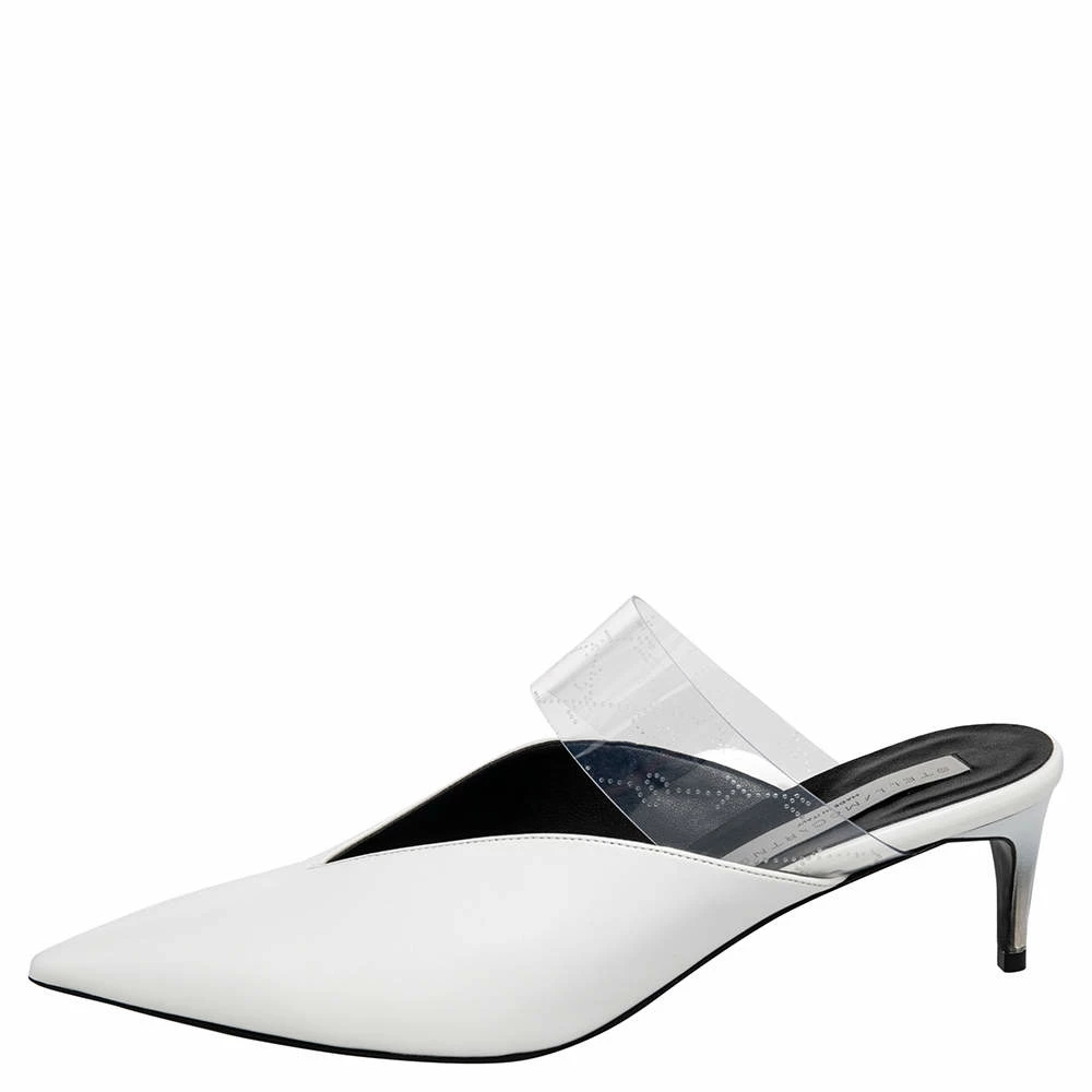 Promo 😍 Stella McCartney White Faux Leather And PVC Pointed Toe Mule 🩴 Sandals Size 39 For 👩 Women ⌛ 4 Promo 😍 Stella McCartney White Faux Leather And PVC Pointed Toe Mule 🩴 Sandals Size 39 For 👩 Women ⌛ - Image 2