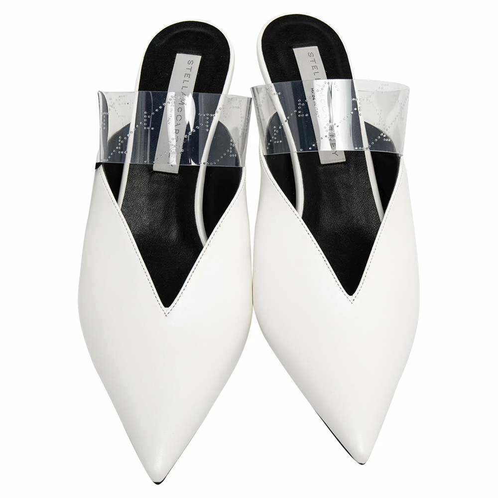 Promo 😍 Stella McCartney White Faux Leather And PVC Pointed Toe Mule 🩴 Sandals Size 39 For 👩 Women ⌛ 5 Promo 😍 Stella McCartney White Faux Leather And PVC Pointed Toe Mule 🩴 Sandals Size 39 For 👩 Women ⌛ - Image 3