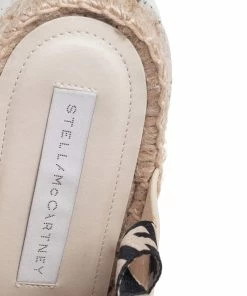 Promo 🔔 Stella McCartney Cream Faux Leather Gaia Ankle Wrap Espadrille 🩴 Sandals Size 36 For 👩 Women 🔔 -Stella McCartney Shop luxury women stella mccartney new shoes p504856 010