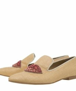 Cheap ⌛ Stella McCartney Beige Woven Fabric Embellishment Tatami Flats Size 37.5 For 👩 Women 🥰 -Stella McCartney Shop luxury women stella mccartney new shoes p55496 004